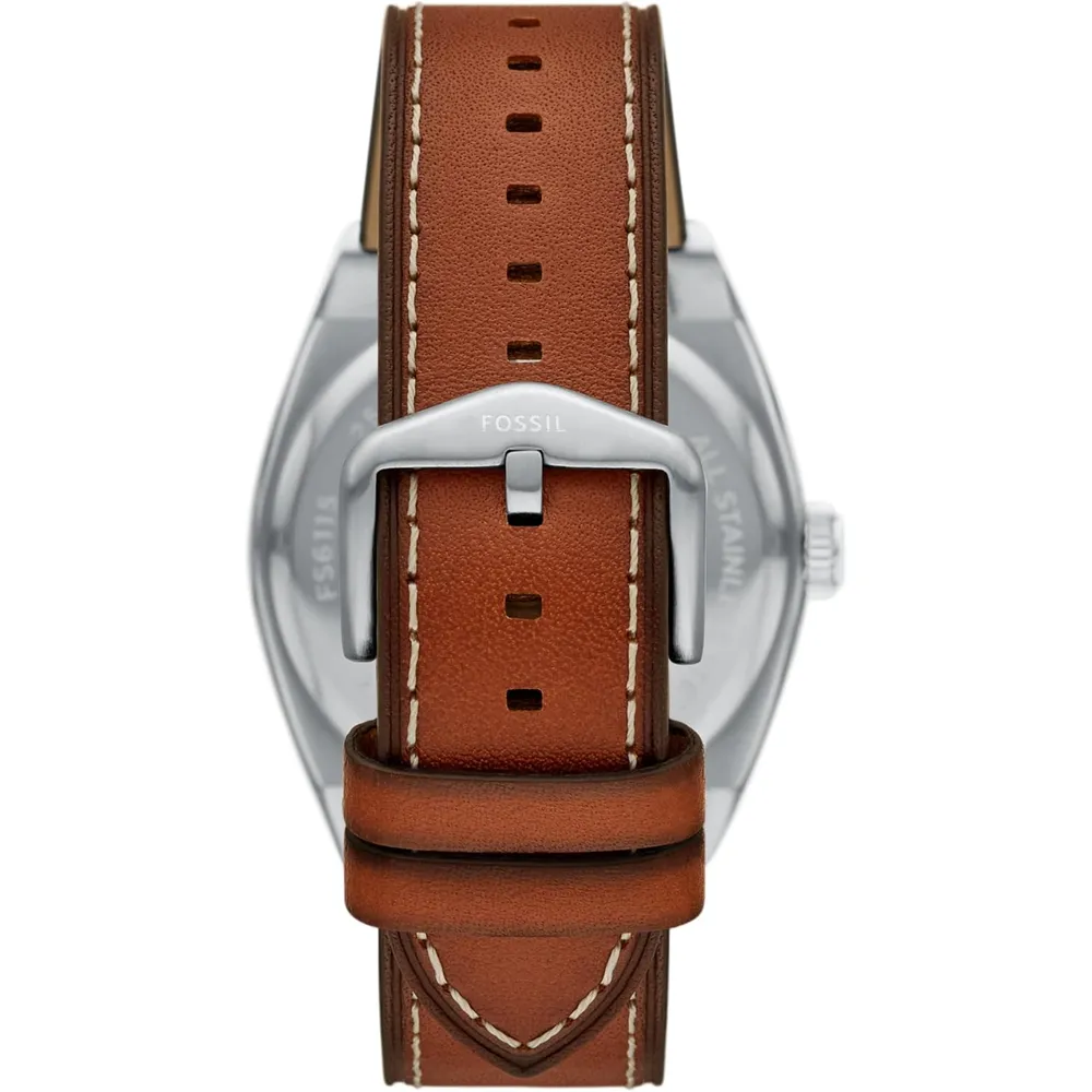 Fossil reloj de cuarzo Everett para hombre, acero inoxidable | Marrón/ Azul