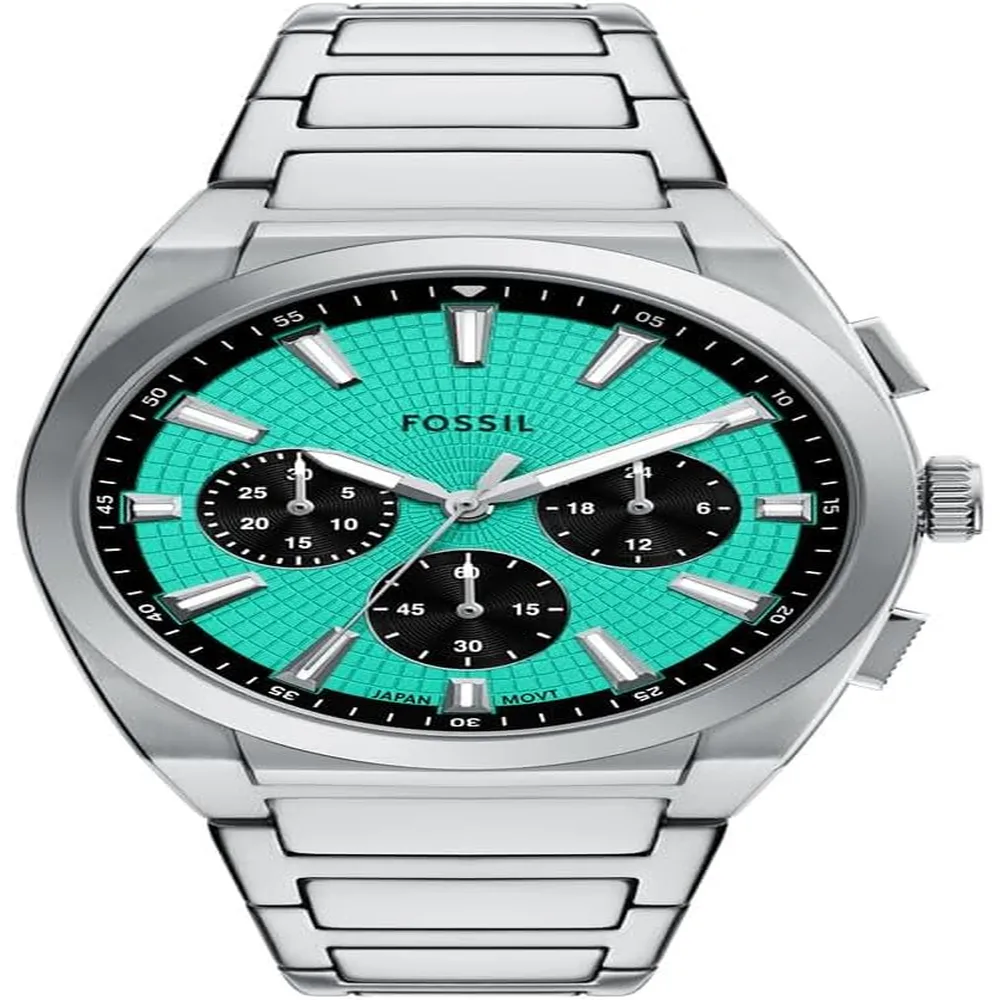 Fossil reloj de cuarzo Everett para hombre, acero inoxidable | Turquesa