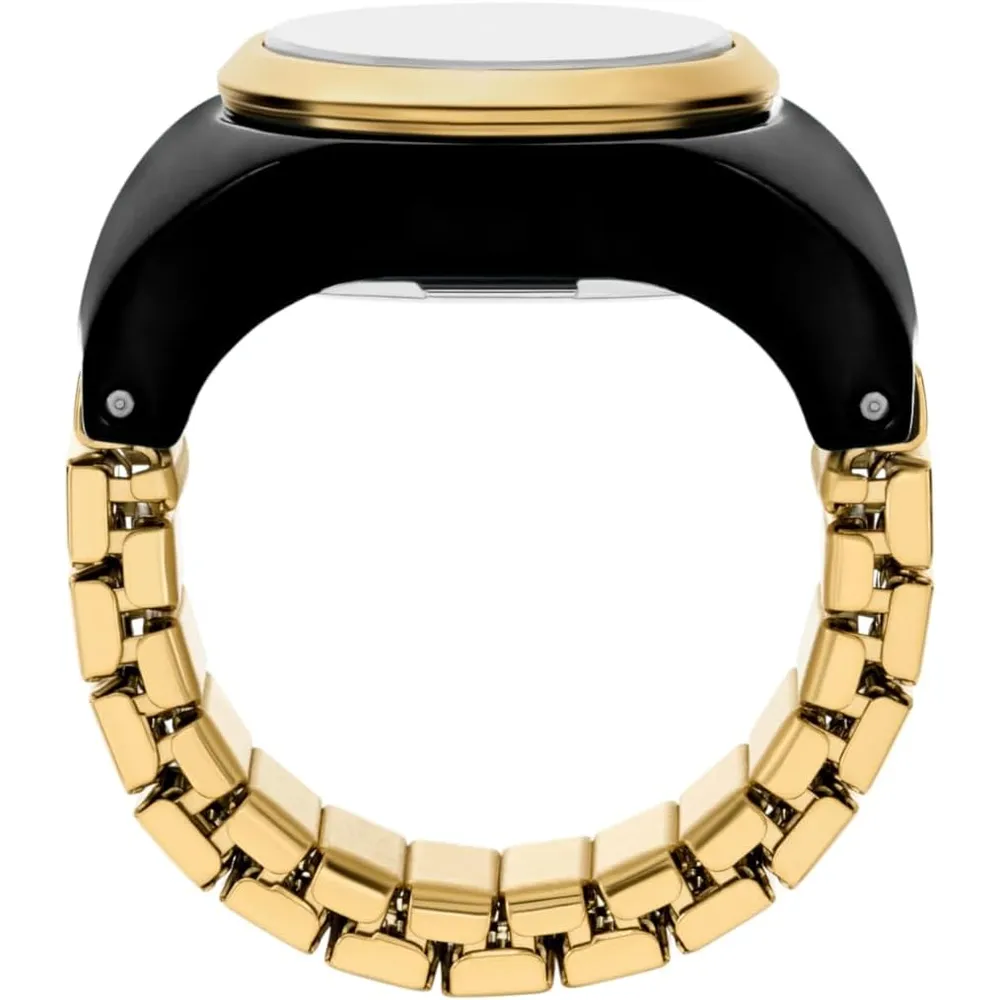 Fossil reloj anillo de cuarzo para mujer, acero inoxidable | Oro/ Negro