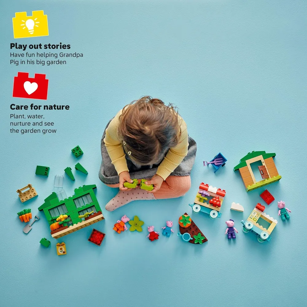 Lego Duplo Peppa Pig Jardín e invernadero del abuelo Pig, 5 personajes