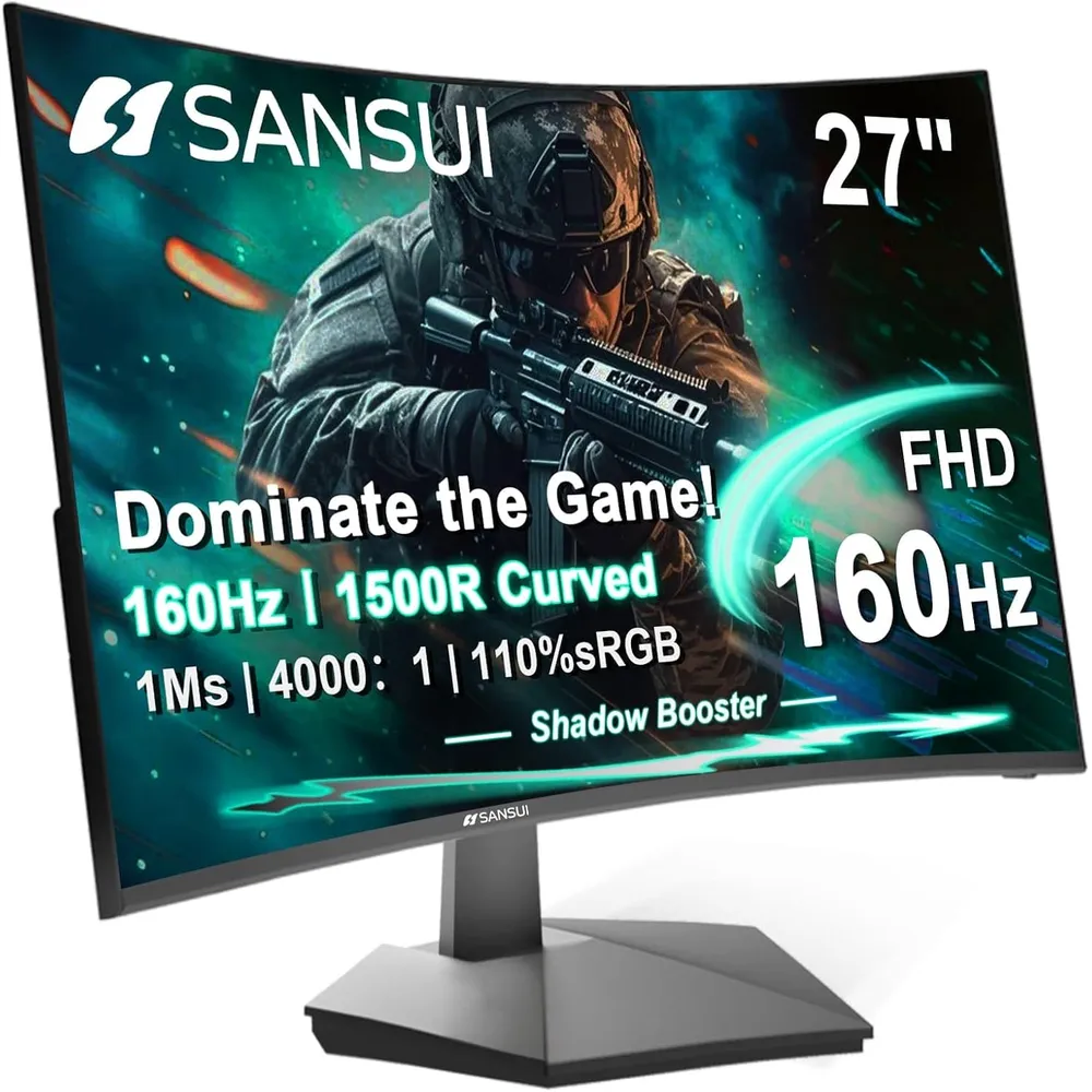Sansui 27" FHD 160 Hz Curvo 1500R 1 ms FreeSync HDR Eye Care VESA