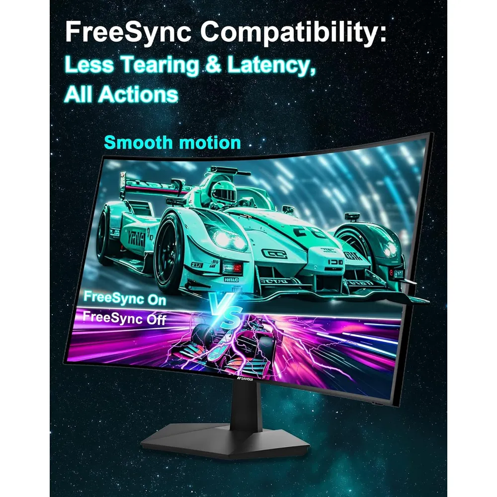 Sansui 27" FHD 160 Hz Curvo 1500R 1 ms FreeSync HDR Eye Care VESA