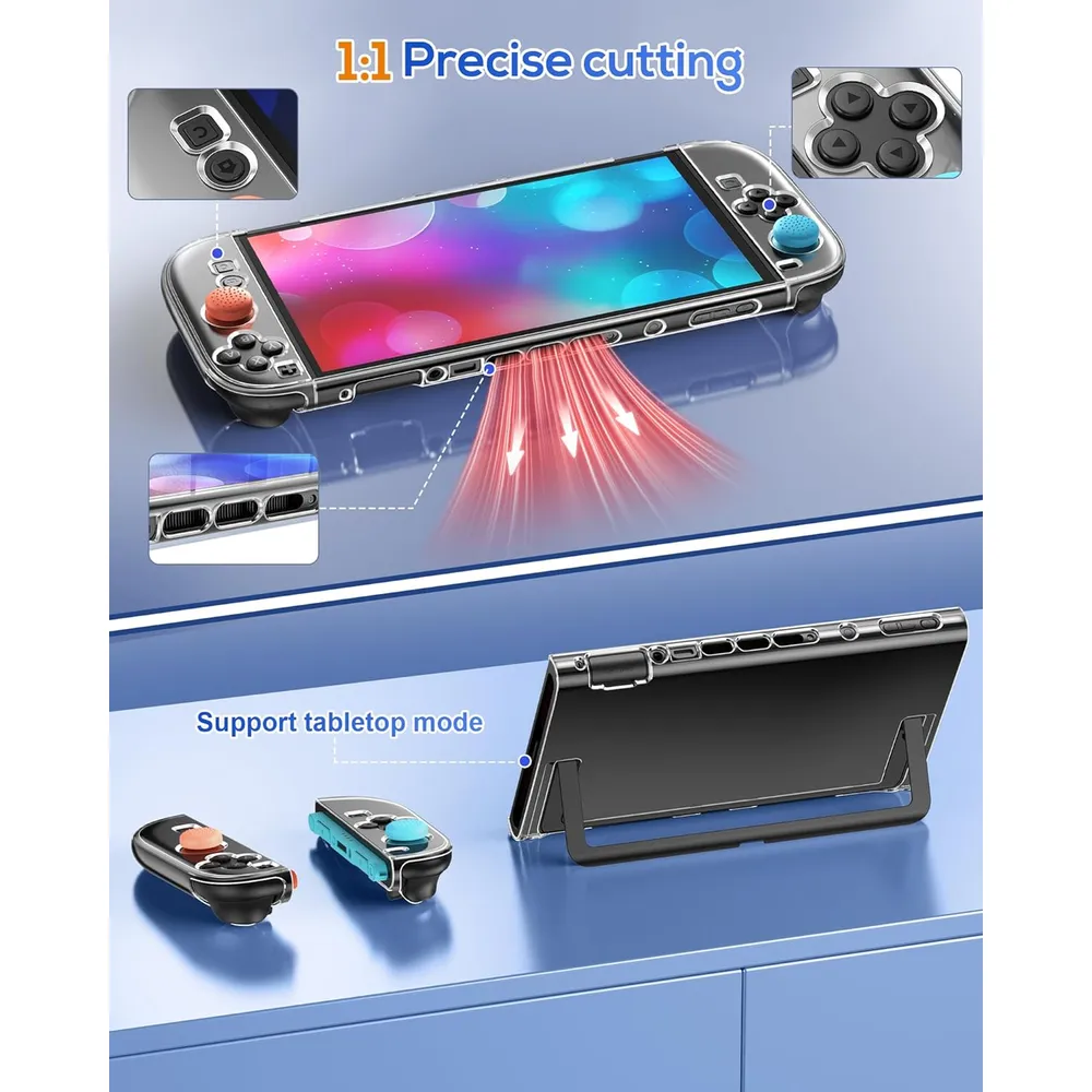 Carcasa Transparente para Nintendo Switch 2 con Tapas de Joysticks | Transparente