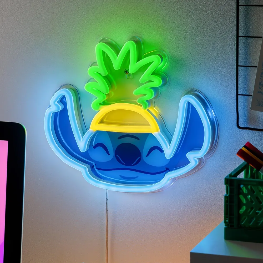Paladone Disney Lilo & Stitch Piña, lámpara pared neón LED oficial