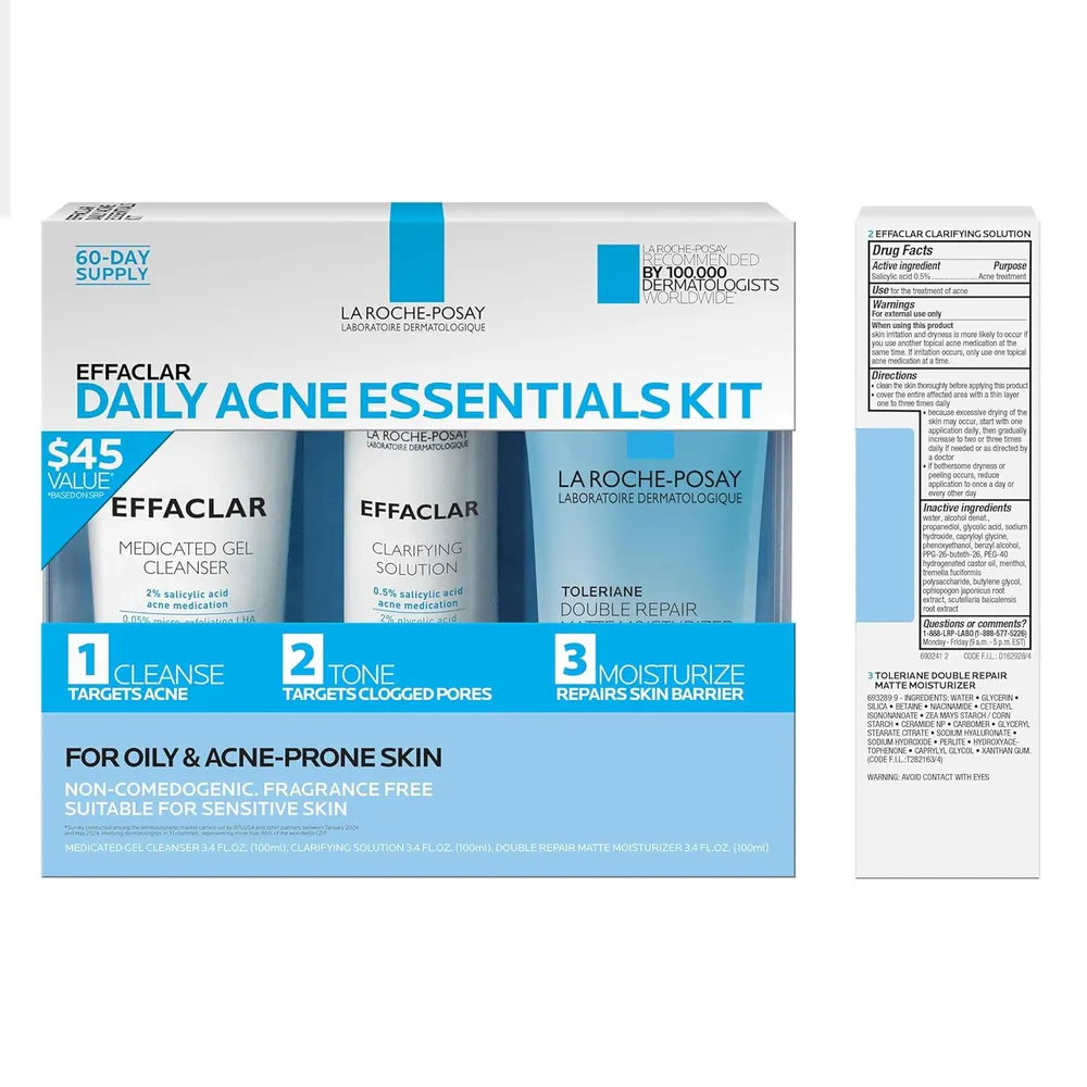 SET LA ROCHE-POSAY EFFACLAR KIT TRATAMIENTO COMPLETO ANTIACNÉ 3 PZS