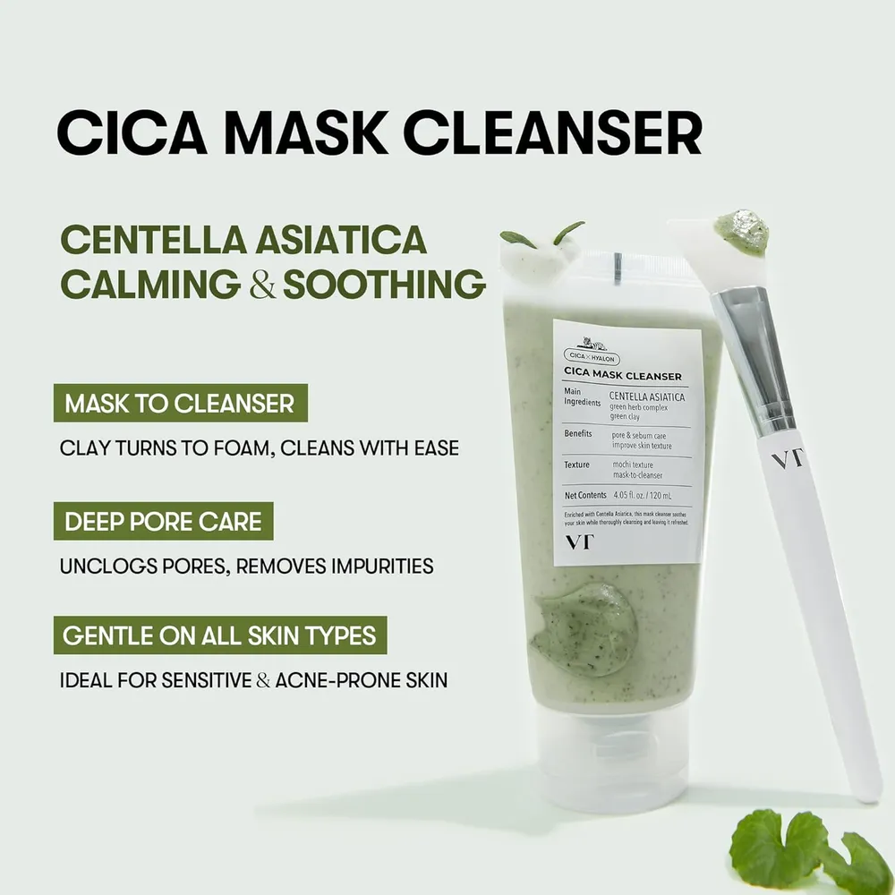 VT Cosmetics Mascarilla Limpiadora de Arcilla con Cepillo CICA 113ml