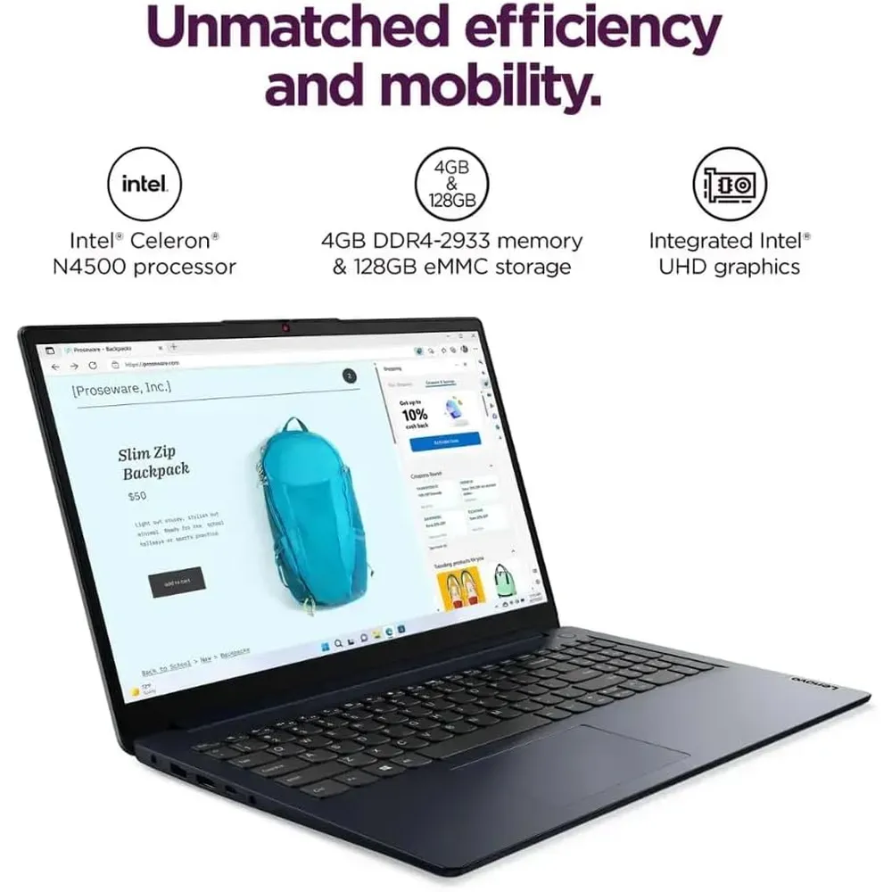 LAPTOP LENOVO IDEAPAD 15.6" CELERON 4GB 128GB | ABYSS BLUE