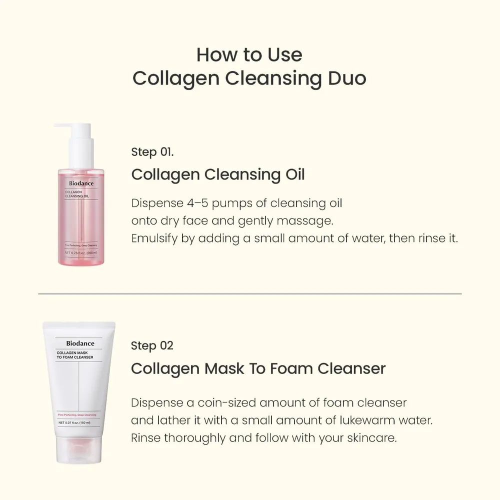 SET BIODANCE LIMPIEZA FACIAL COLÁGENO ACEITE & ESPUMA
