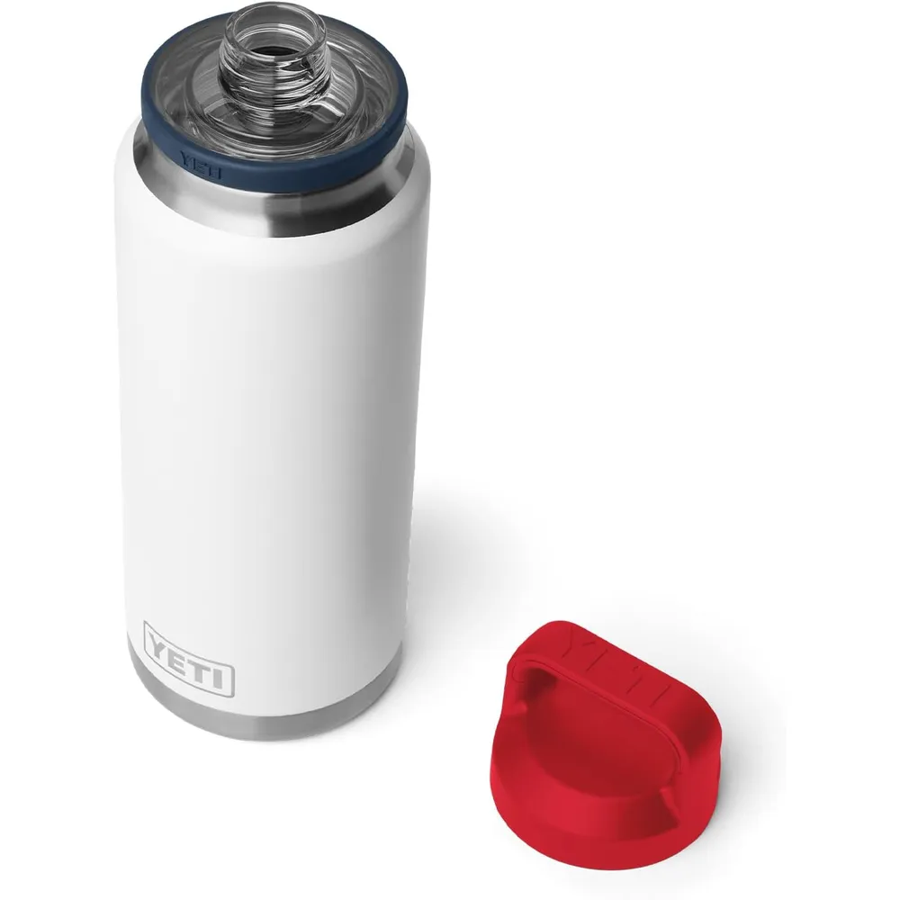 YETI Botella Rambler con Tapa Roja para Sorbos de 36 oz | Blanco
