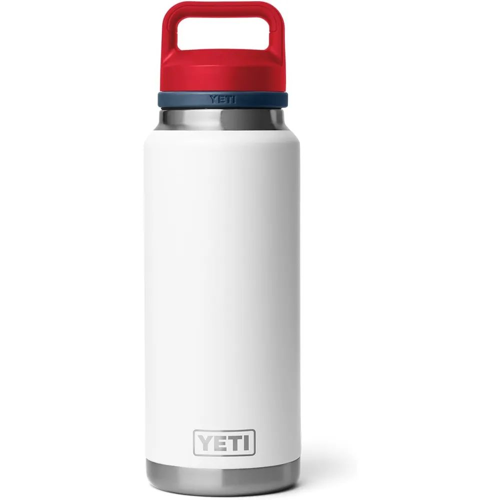 YETI Botella Rambler con Tapa Roja para Sorbos de 36 oz | Blanco