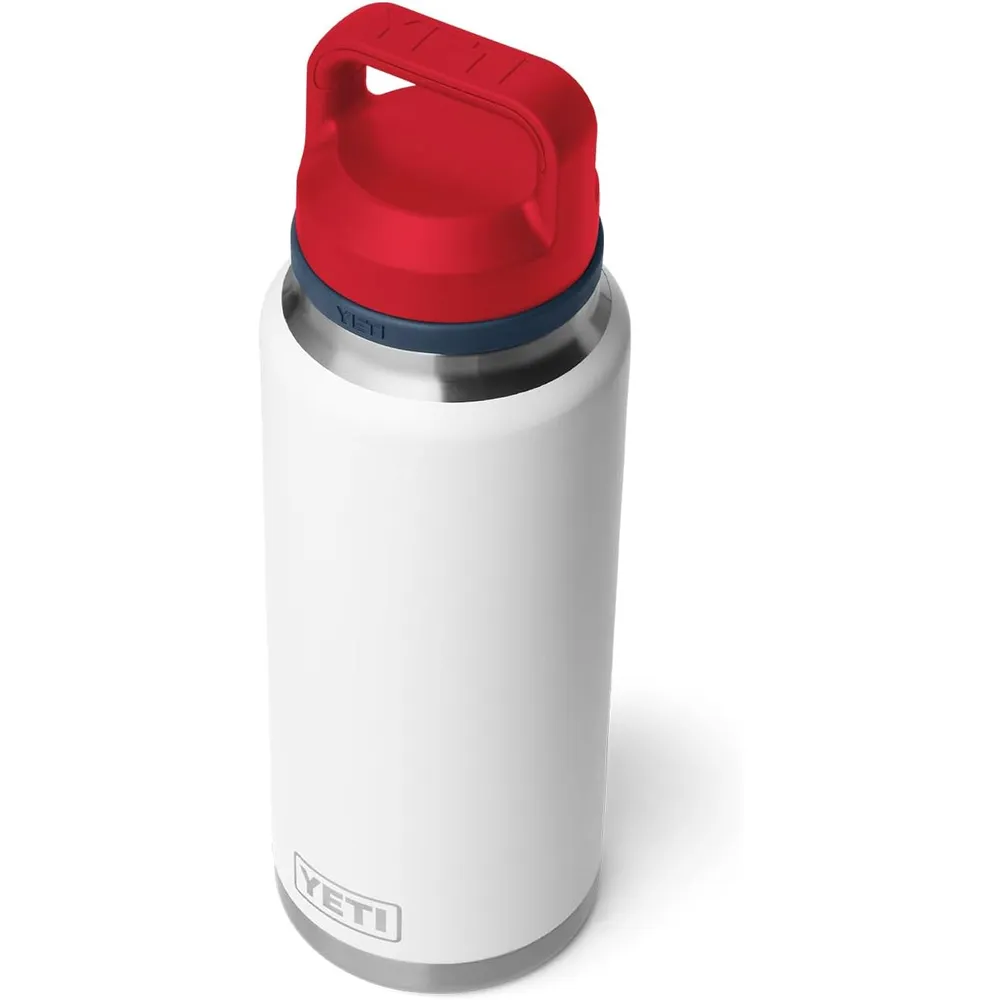 YETI Botella Rambler con Tapa Roja para Sorbos de 36 oz | Blanco