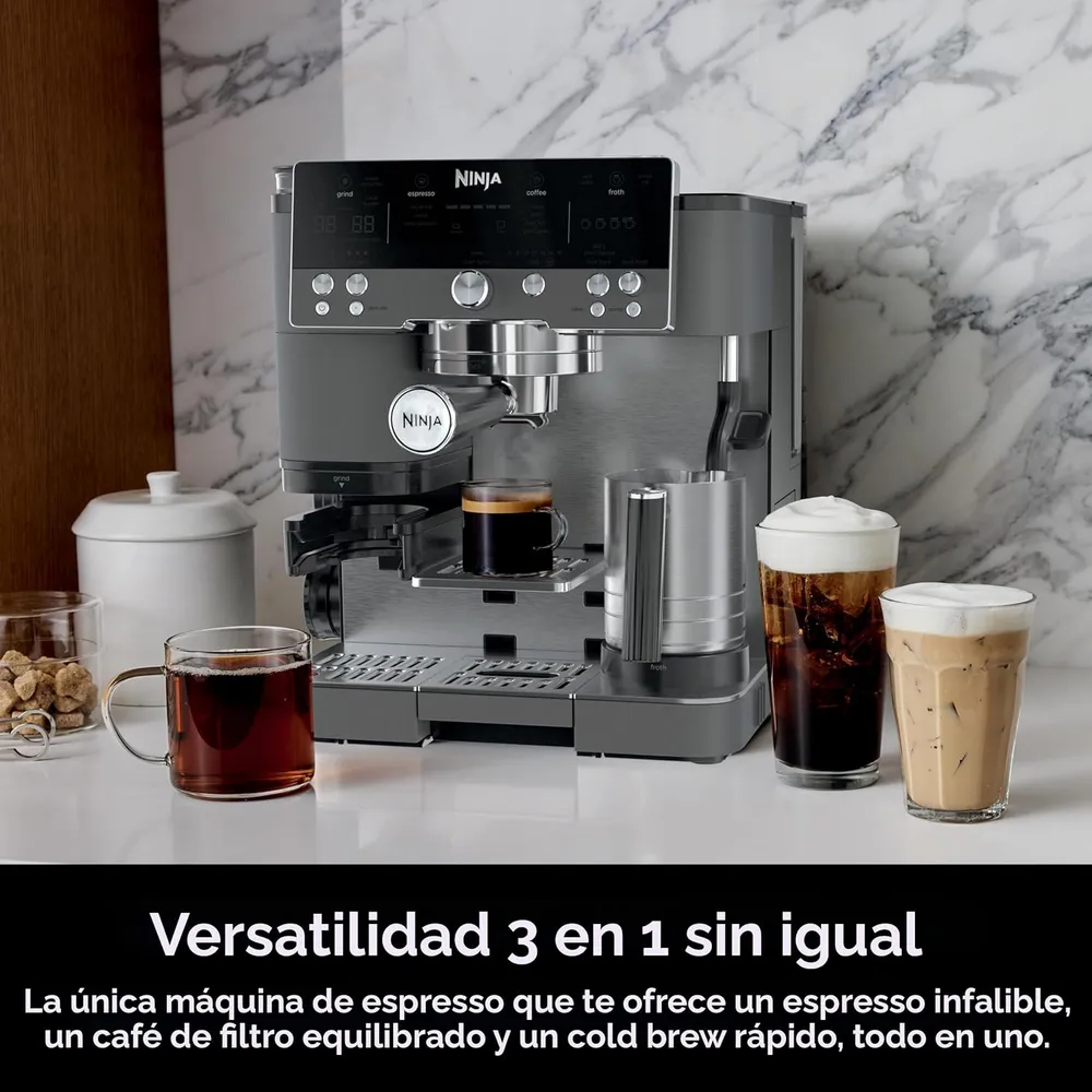 NINJA CAFETERA LUXE CAFÉ PREMIER, FILTRO RÁPIDO Y MOLINILLO | GRIS METÁLICO