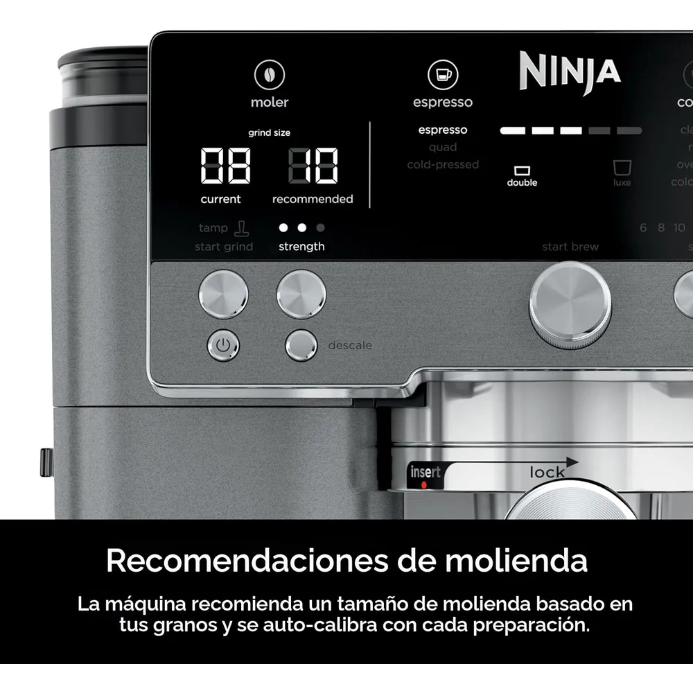 NINJA CAFETERA LUXE CAFÉ PREMIER, FILTRO RÁPIDO Y MOLINILLO | GRIS METÁLICO