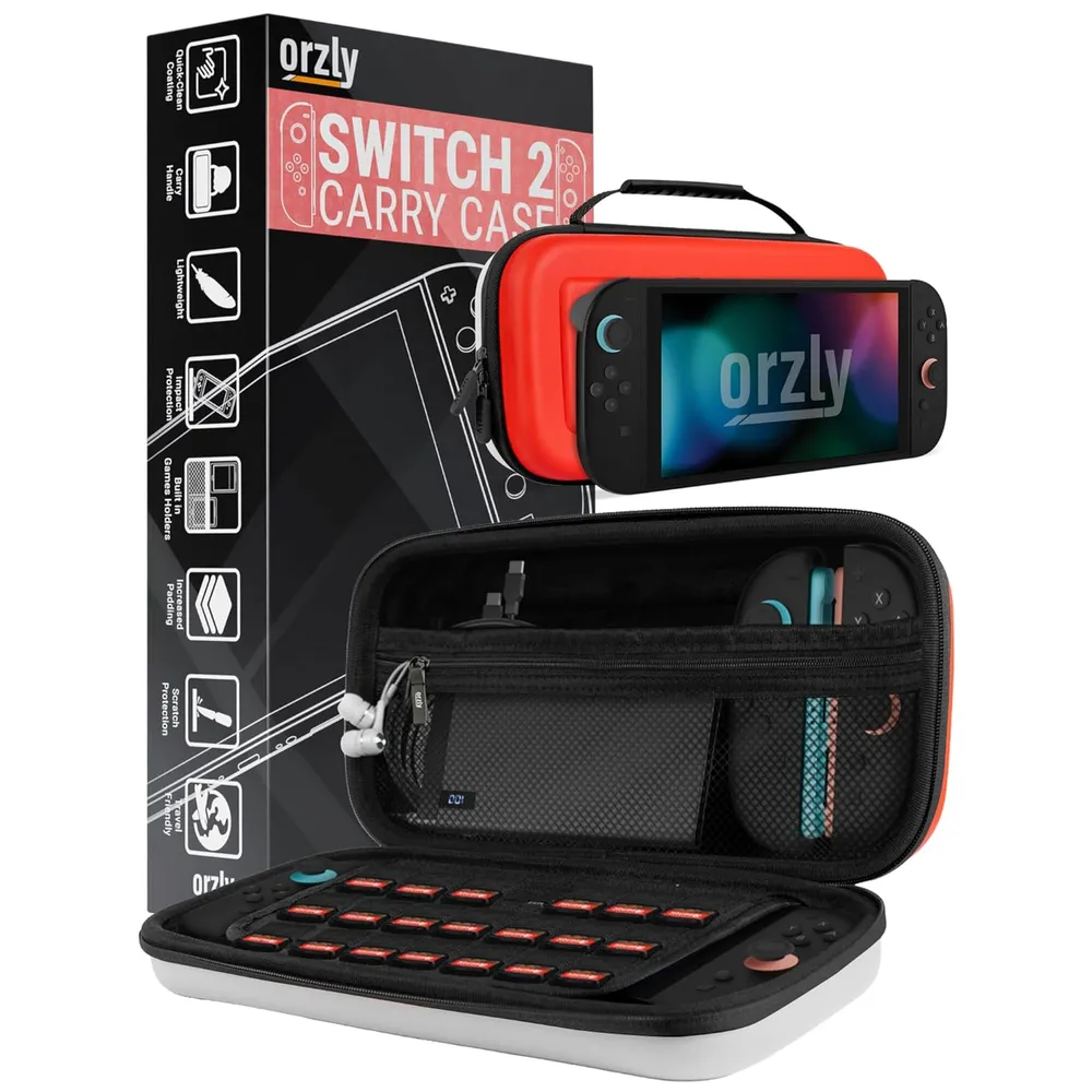 Estuche de Viaje Protector con Bolsillos Para Nintendo Switch 2 | Negro y Rojo