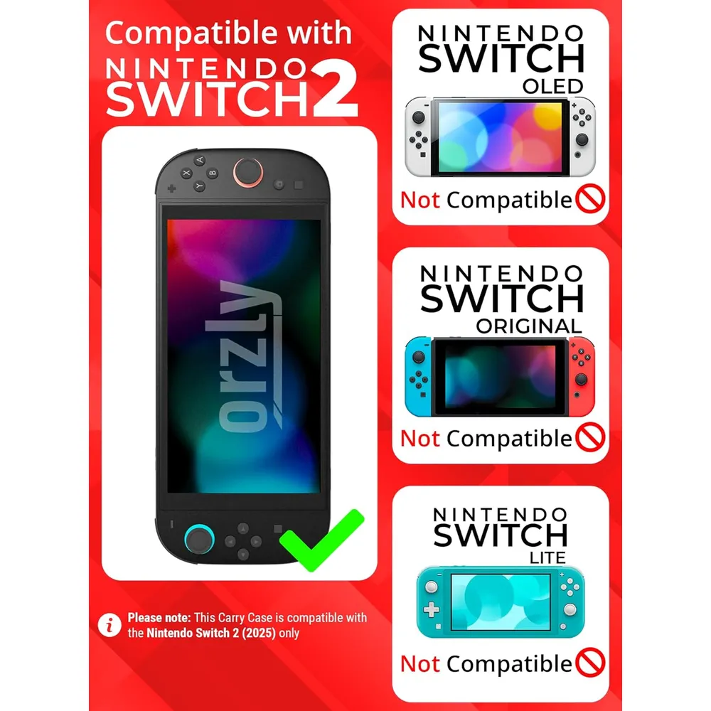 b0f499xgrw_1_webp.webp Estuche de Viaje Protector con Bolsillos Para Nintendo Switch 2 | Negro y Rojo