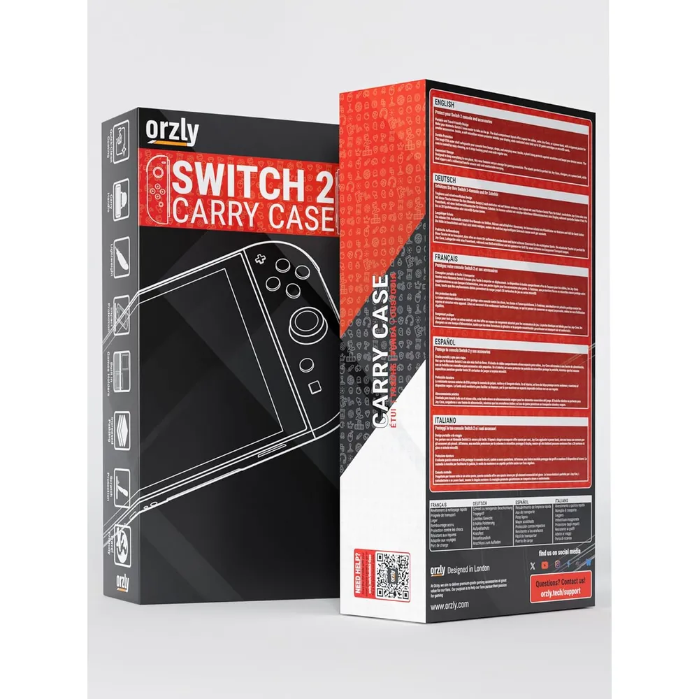 b0f499xgrw_2_webp.webp Estuche de Viaje Protector con Bolsillos Para Nintendo Switch 2 | Negro y Rojo