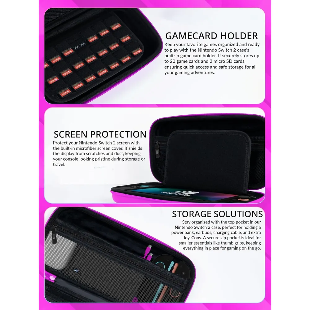 b0f49d6hpg_4_webp.webp Estuche de Viaje Protector con Bolsillos Para Nintendo Switch 2 | Fucsia