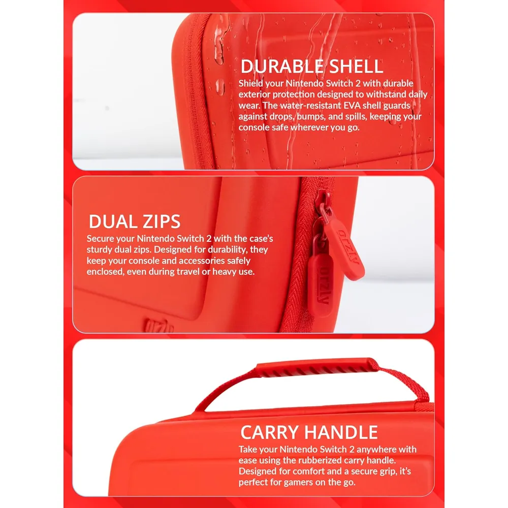 Estuche de Viaje Protector con Bolsillos Para Nintendo Switch 2 | Rojo