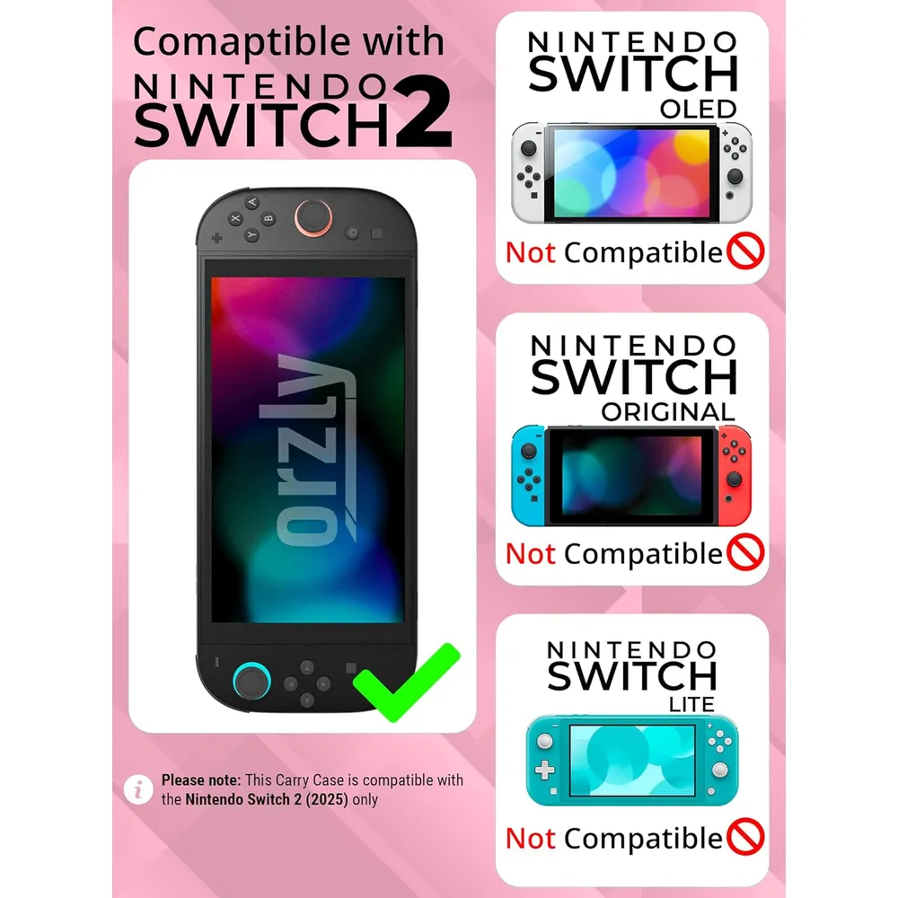 Estuche de Viaje Protector con Bolsillos Para Nintendo Switch 2 | Rosa