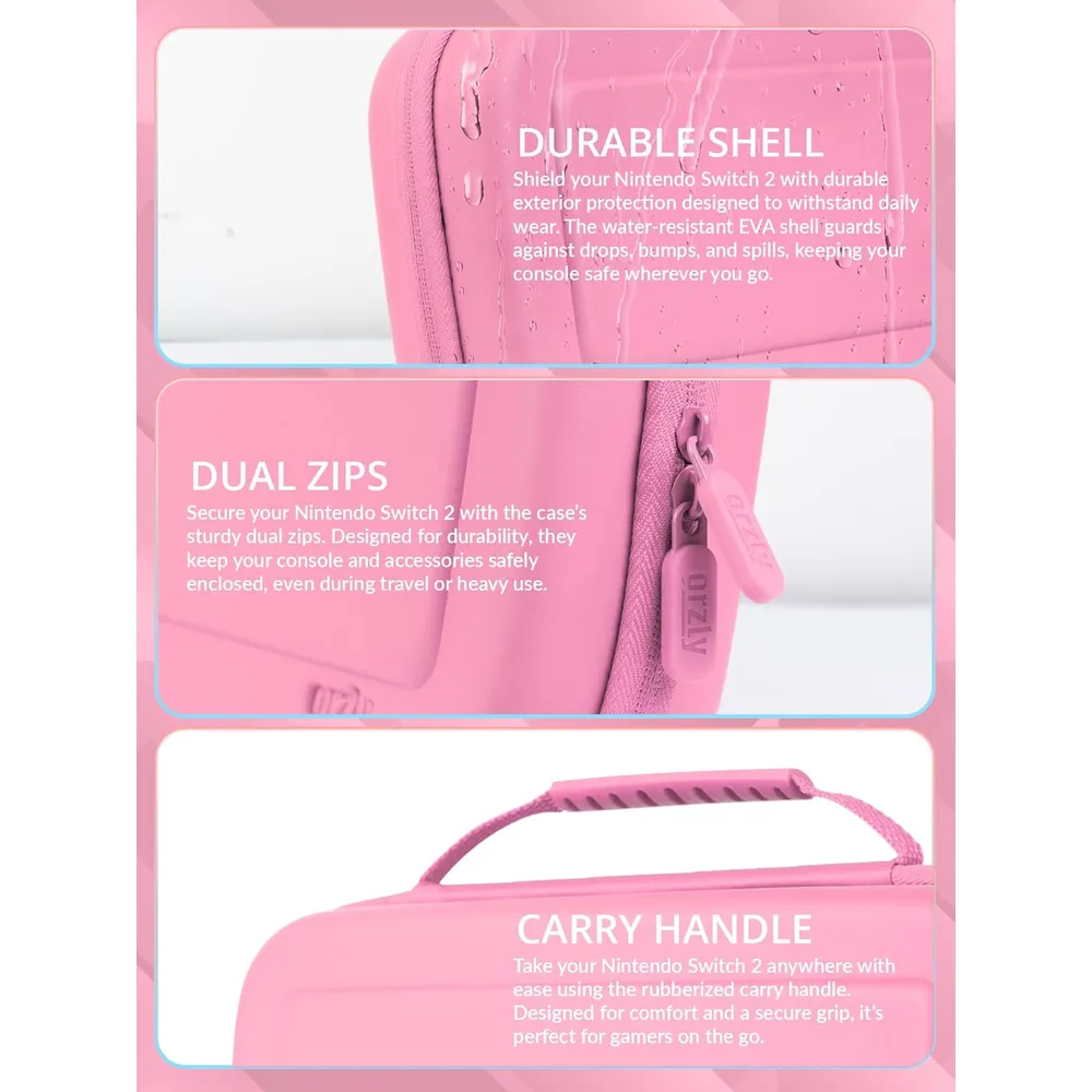 Estuche de Viaje Protector con Bolsillos Para Nintendo Switch 2 | Rosa