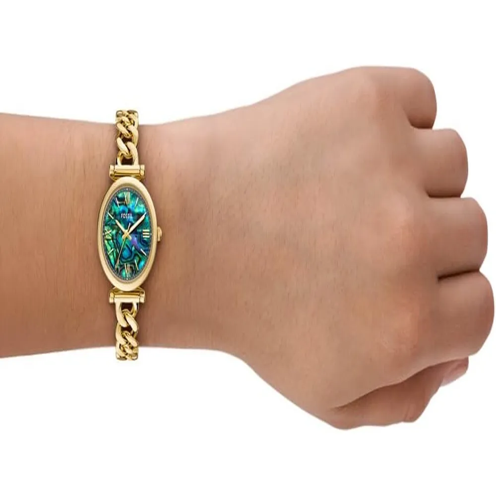 Fossil reloj de cuarzo Carlie para mujer, acero inoxidable | Oro Multicolor