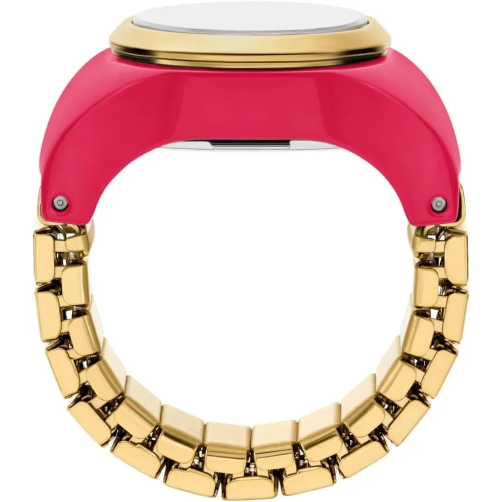 Fossil reloj anillo de cuarzo para mujer, acero inoxidable y dos agujas | Rosado