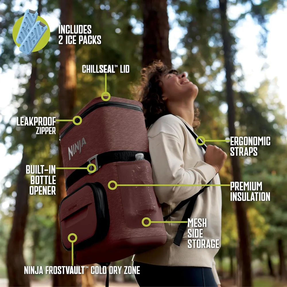 Ninja mochila térmica Frostvault Go Can, 24 qt / 22,7 L | Rojo