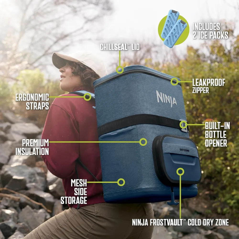 Ninja mochila térmica Frostvault Go Can, 36 qt / 34,1 L | Azul