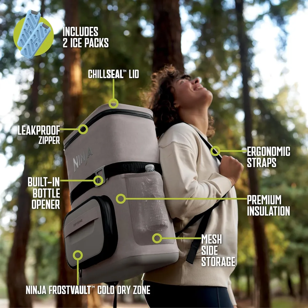 Ninja mochila térmica Frostvault Go Can, 24 qt / 22,7 L | Beige