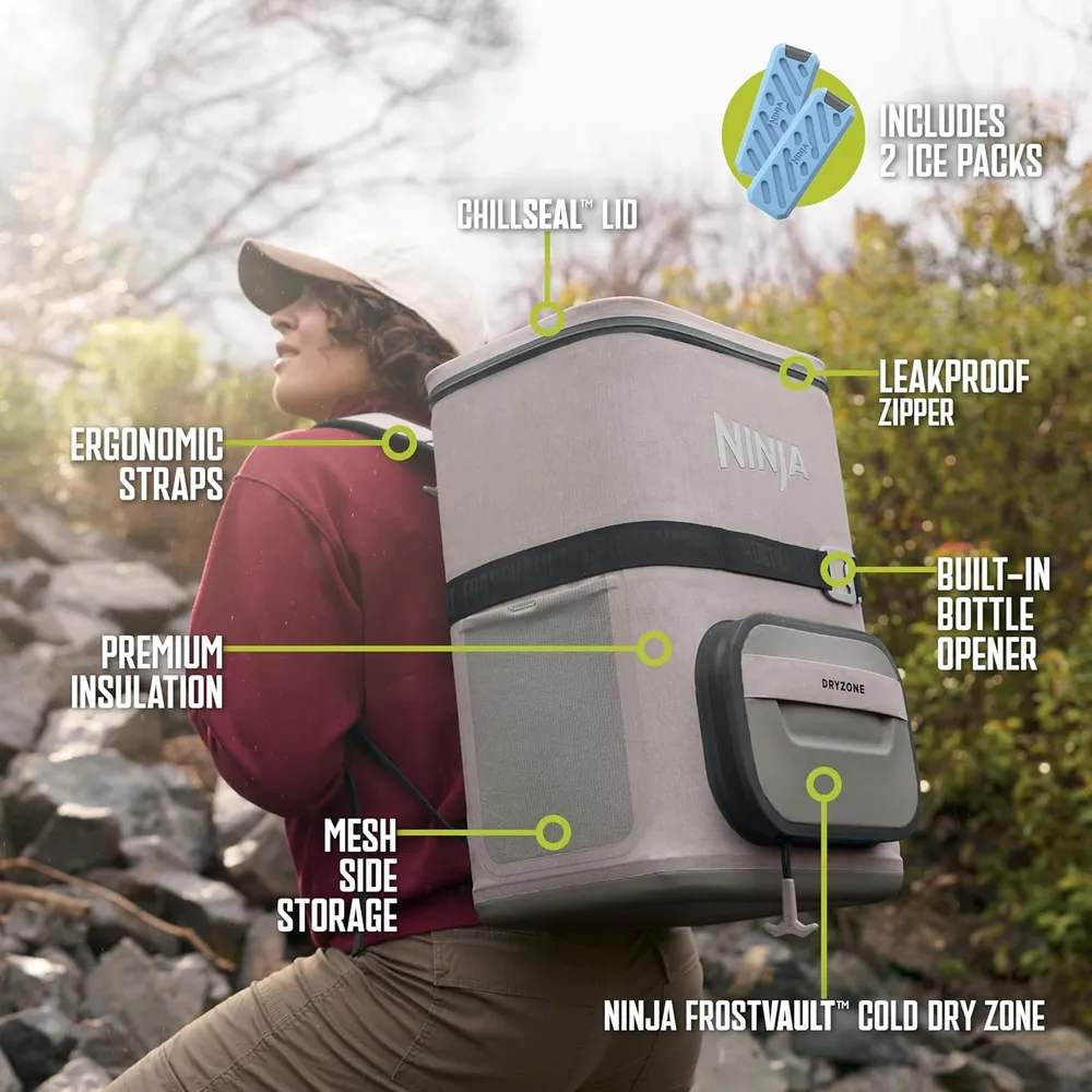 Ninja mochila térmica Frostvault Go Can, 36 qt / 34,1 L | Beige