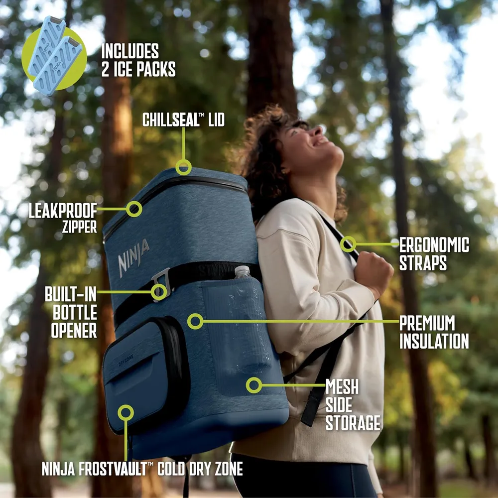 Ninja mochila térmica Frostvault Go Can, 24 qt / 22,7 L | Azul