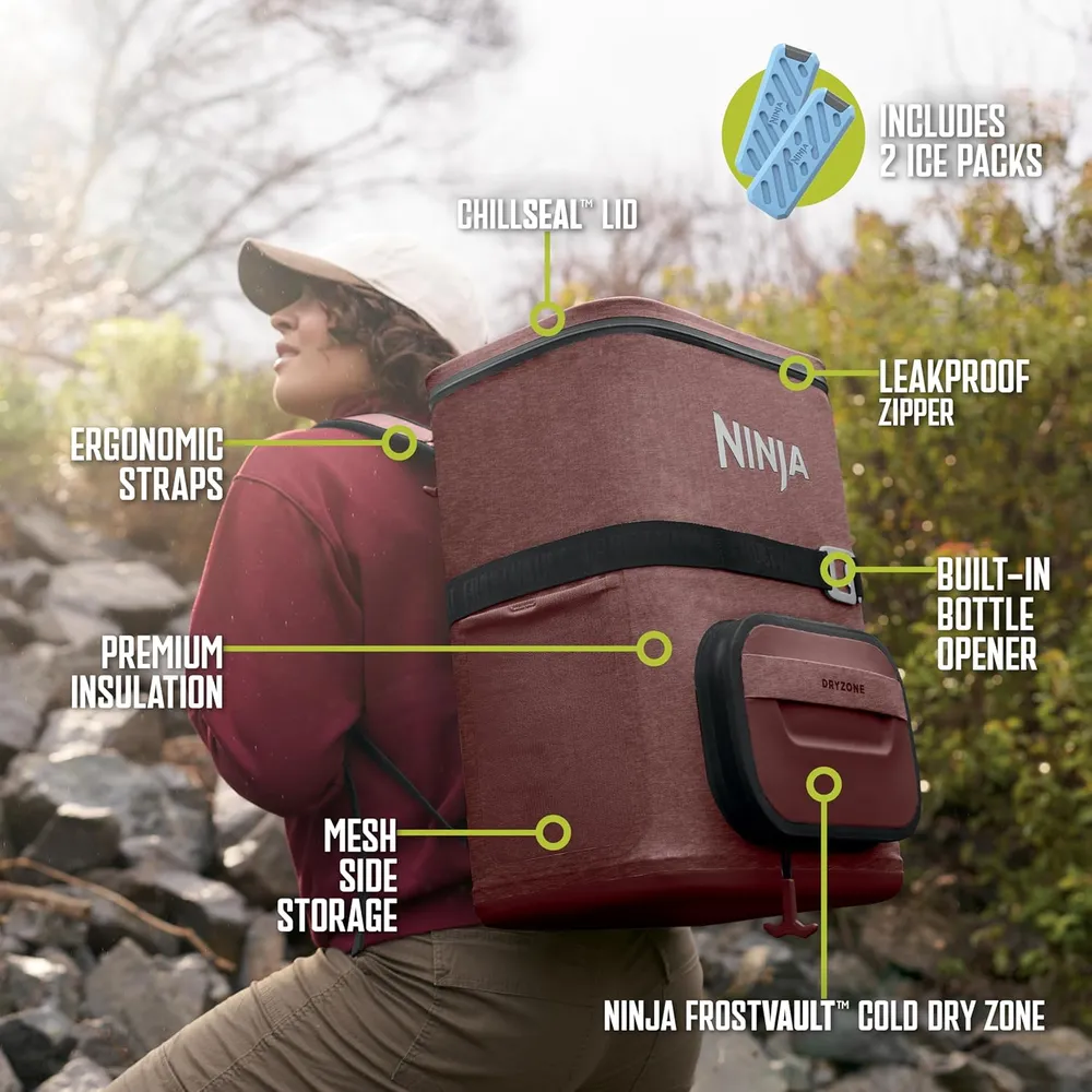 Ninja mochila térmica Frostvault Go Can, 36 qt / 34,1 L | Rojo