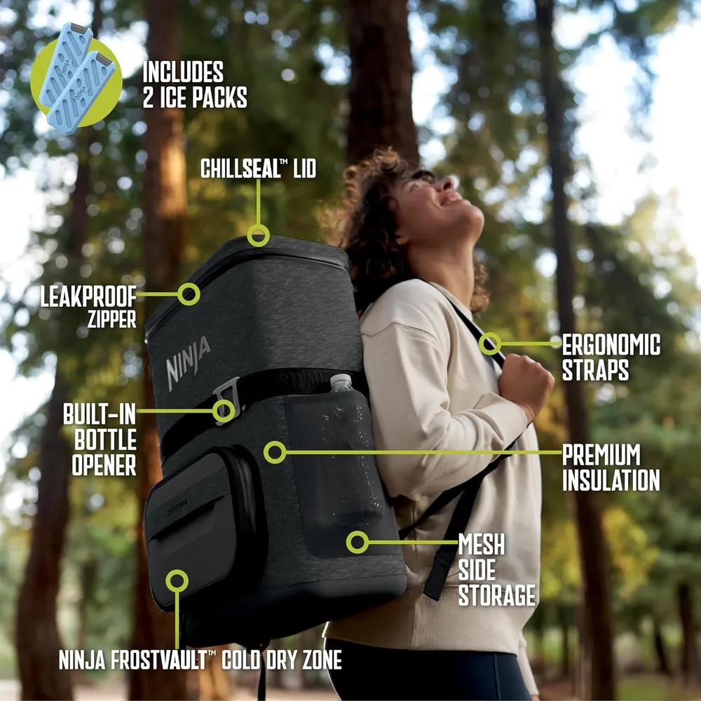 Ninja mochila térmica Frostvault Go Can, 24 qt / 22,7 L | Gris Oscuro