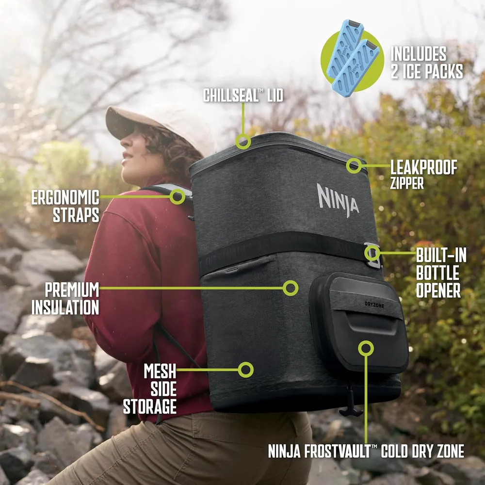 Ninja mochila térmica Frostvault Go Can, 36 qt / 34,1 L | Gris Oscuro