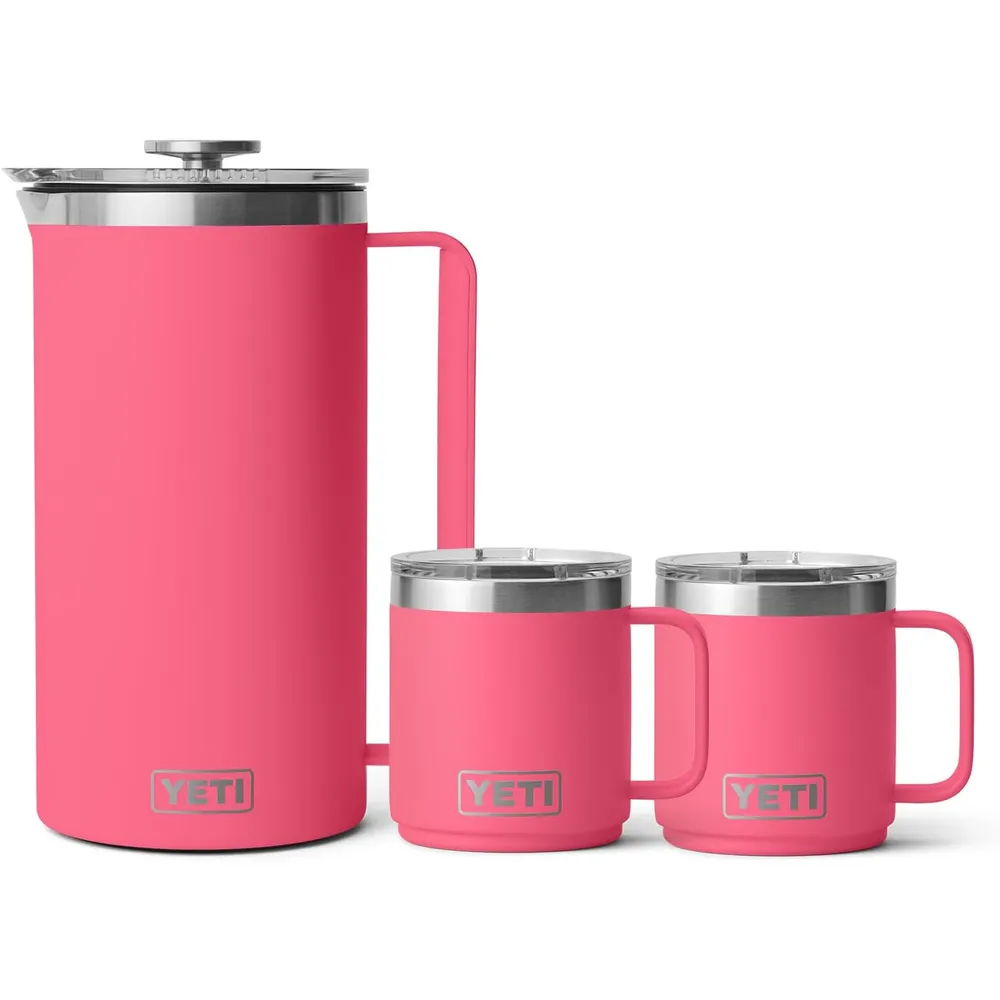 YETI Rambler Set de Prensa Francesa de 64 oz y Tazas de 10oz | Rosado