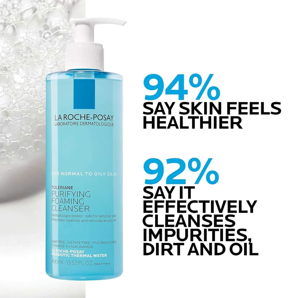 SET LA ROCHE-POSAY TOLERIANE LIMPIADOR ESPUMOSO 13.5 OZ / 400 ML  + DOUBLE REPAIR 3.4 OZ / 100 ML