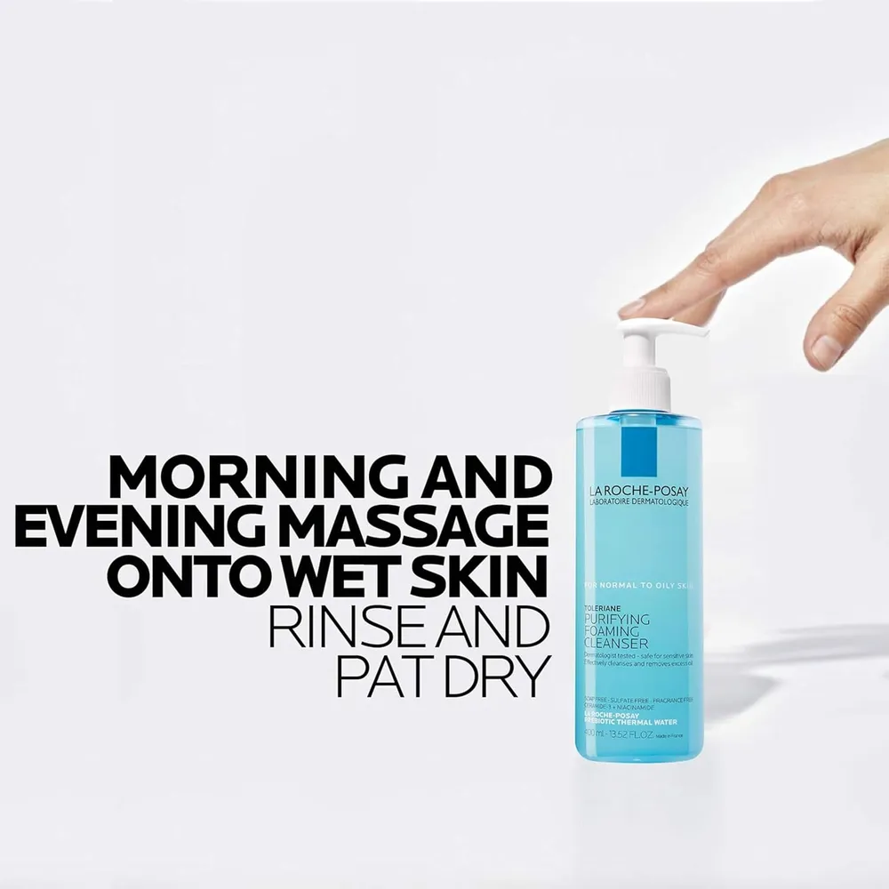 SET LA ROCHE-POSAY TOLERIANE LIMPIADOR ESPUMOSO 13.5 OZ / 400 ML  + DOUBLE REPAIR 3.4 OZ / 100 ML