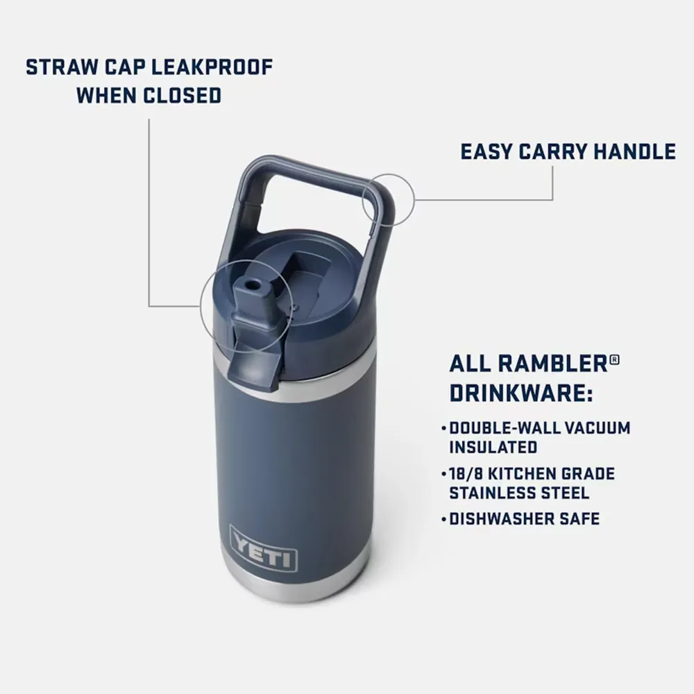 YETI Botella Rambler Jr. para Niños con Cañita de 12 oz | Naranja Fuerte