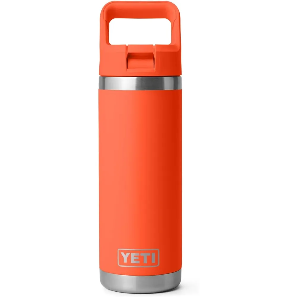 YETI Botella Rambler con Tapa de Cañita de 18 oz | Naranja Fuerte