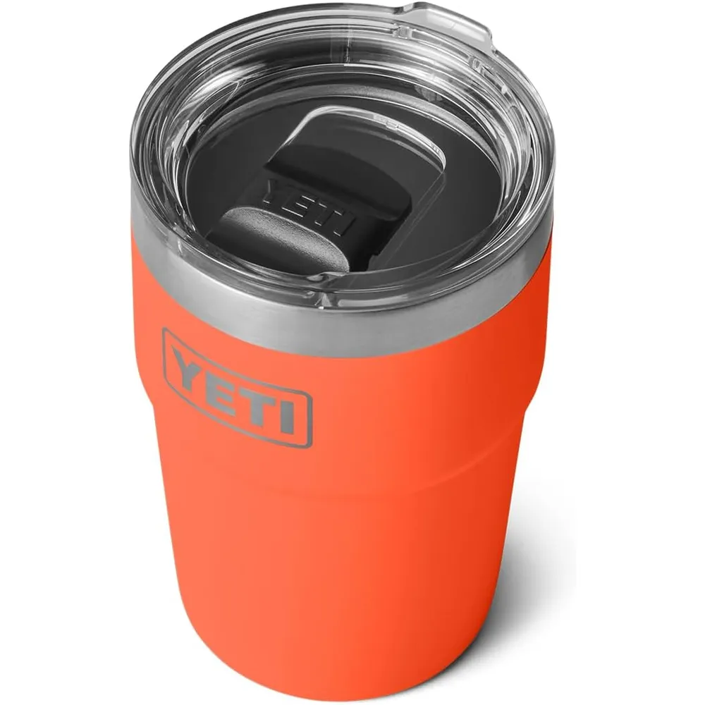YETI Rambler Vaso de 16 oz de acero inoxidable con tapa MagSlider color naranja oscuro