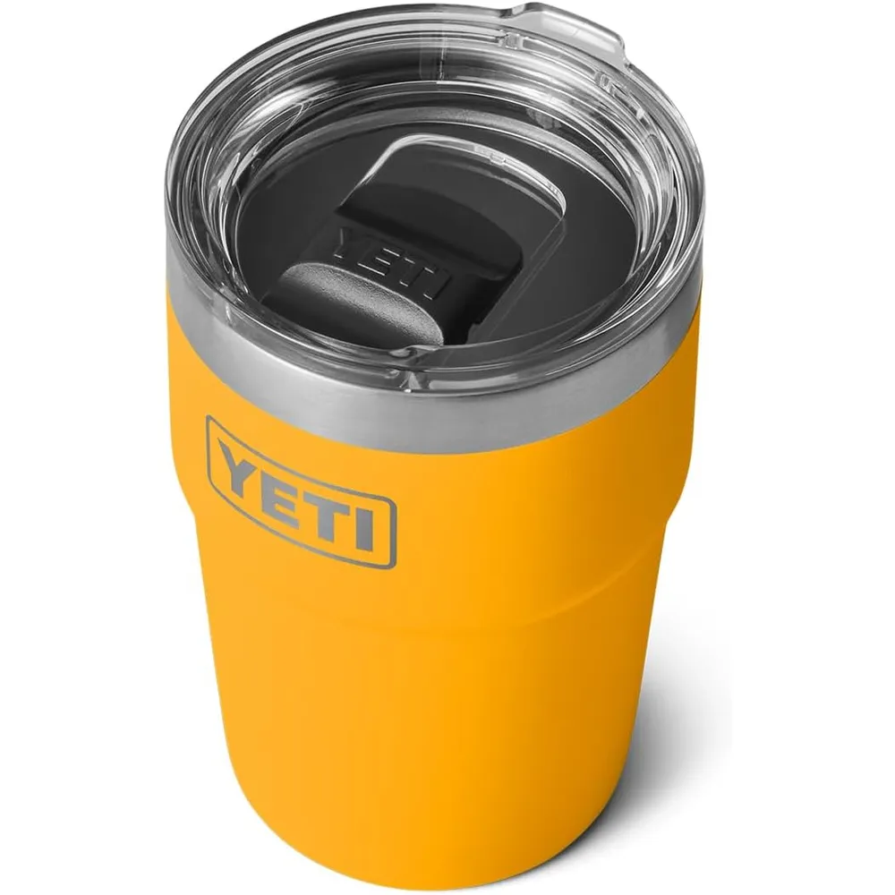YETI Rambler Vaso de 16 oz de acero inoxidable con tapa MagSlider color verde anaranjado