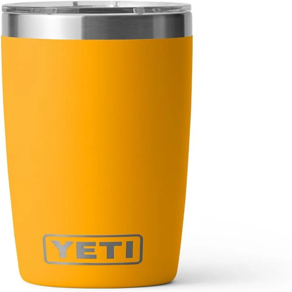 YETI Rambler Vaso de 10 oz de acero inoxidable y tapa MagSlider color anaranjado