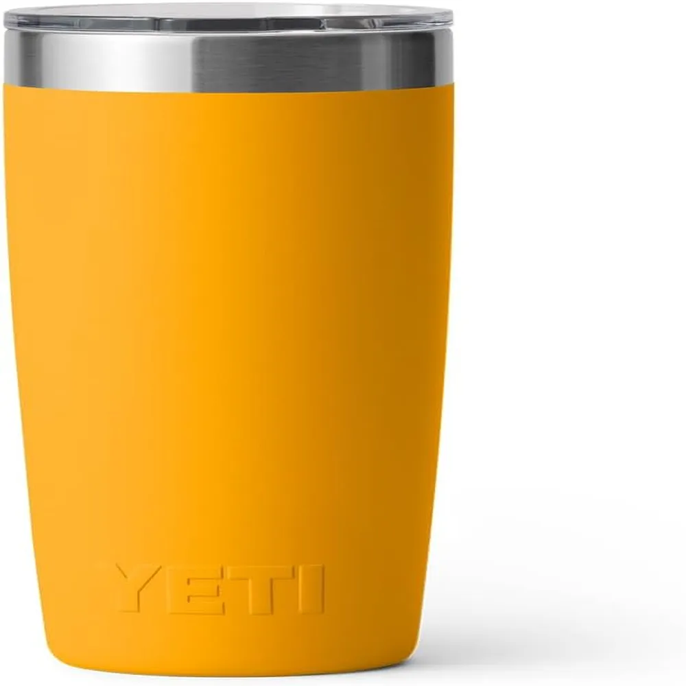 YETI Rambler Vaso de 10 oz de acero inoxidable y tapa MagSlider color anaranjado