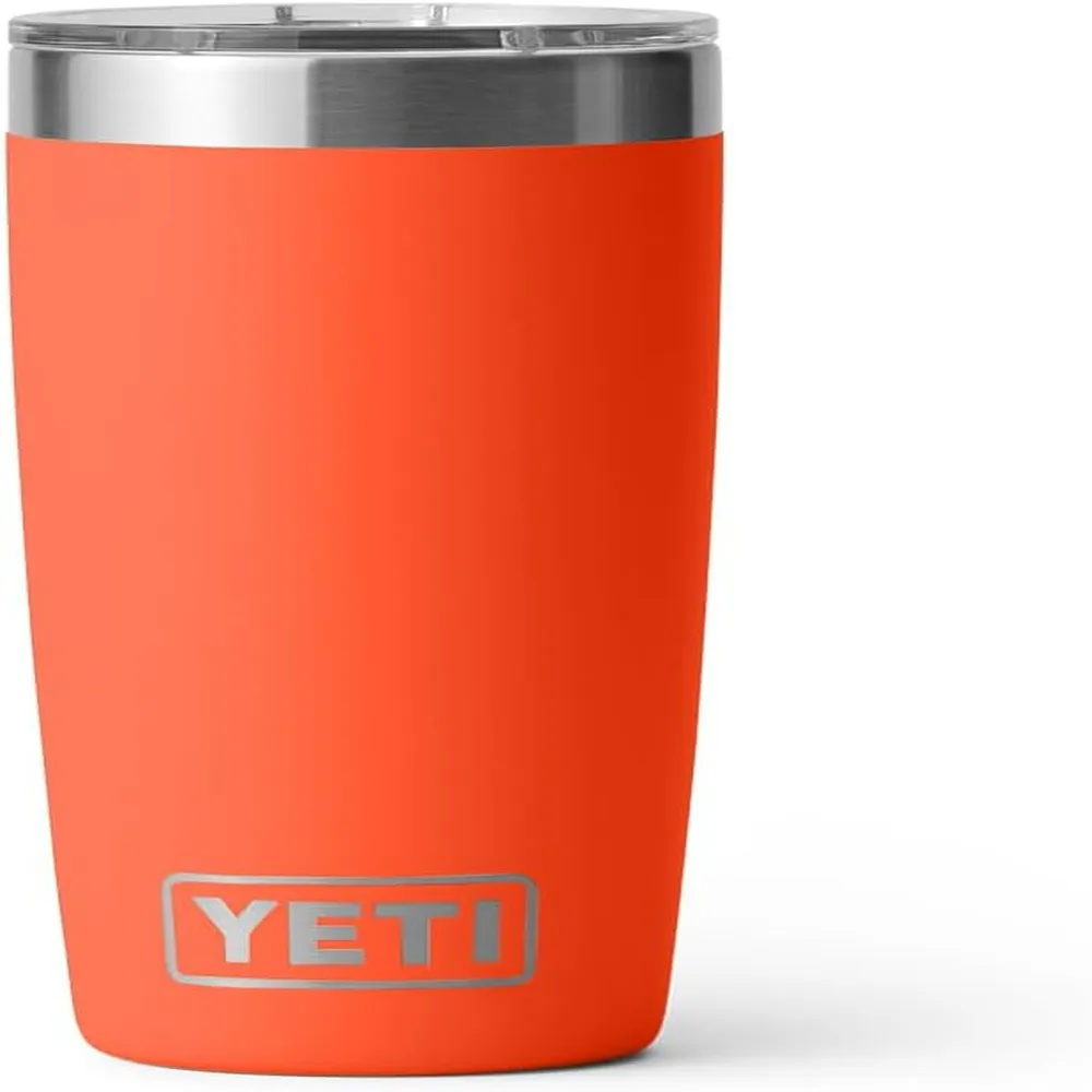 YETI Rambler Vaso de 10 oz de acero inoxidable y tapa MagSlider color naranja fuerte