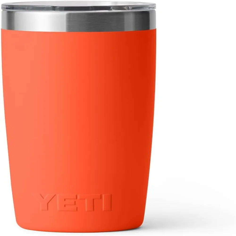 YETI Rambler Vaso de 10 oz de acero inoxidable y tapa MagSlider color naranja fuerte