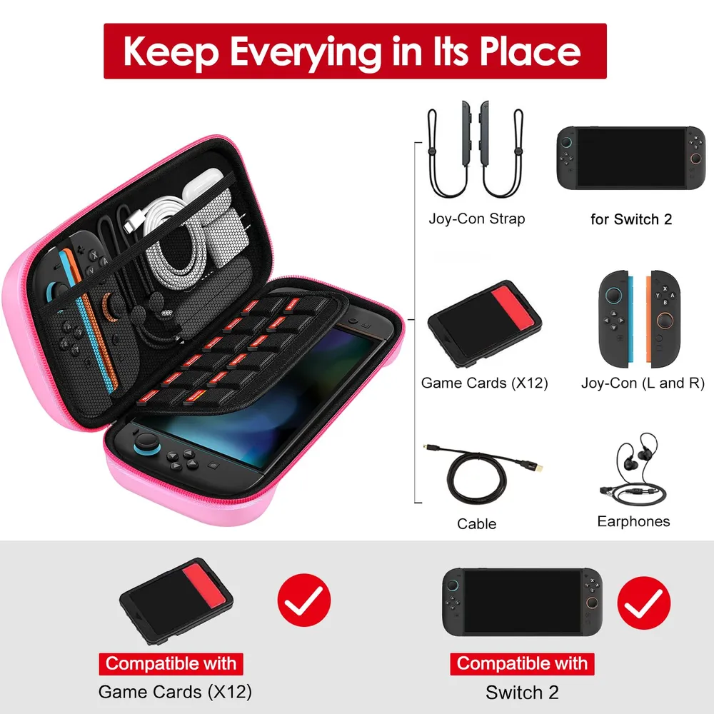 Estuche de Viaje para Nintendo Switch 2 | Rosa