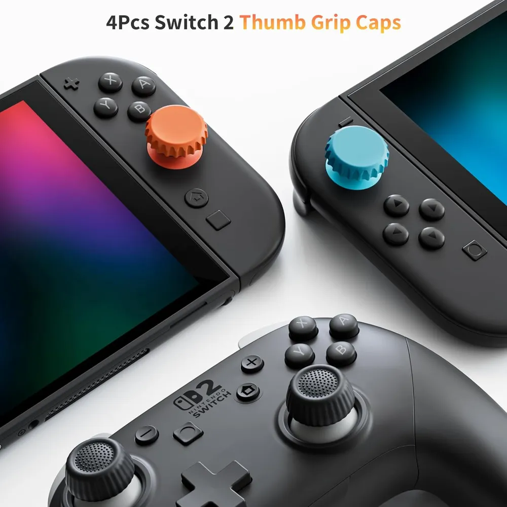 Funda con Ranuras + 4 Agarres de Pulgar Para Nintendo Switch 2 | Negro