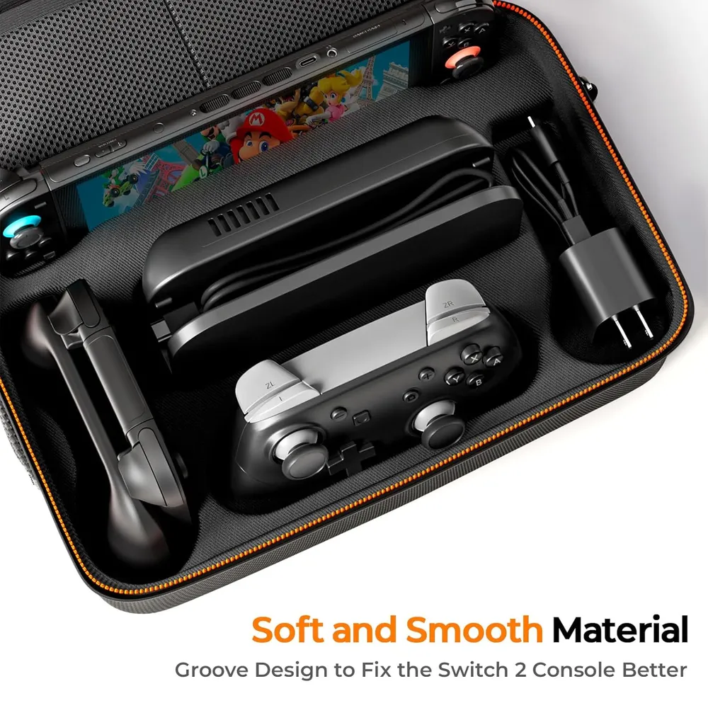Funda con Ranuras + 4 Agarres de Pulgar Para Nintendo Switch 2 | Negro