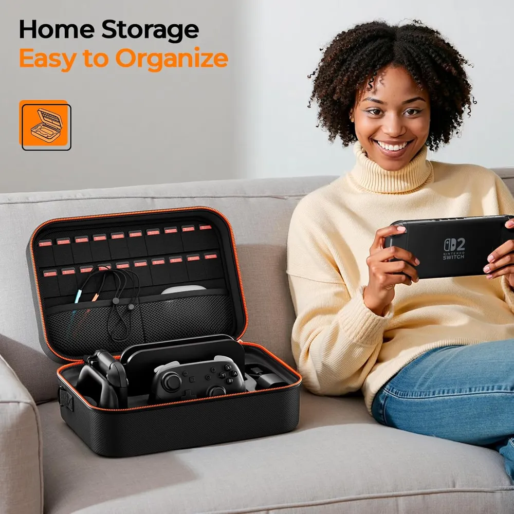 Funda con Ranuras + 4 Agarres de Pulgar Para Nintendo Switch 2 | Negro