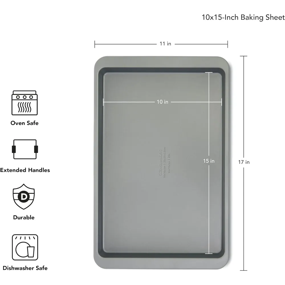 KitchenAid bandejas para hornear 25x38 cm, acero | Contorno plateado